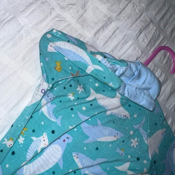 Little Sleepies Shark Soirée Zippy Pajamas Size Newborn GUC - Picture 7 of 8